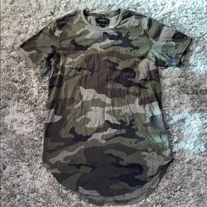 Pacsun camo long fit distressed t-shirt NWT